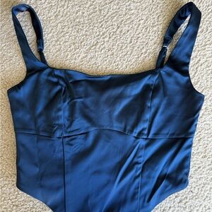 Abercrombie & Fitch Blue Satin Corset Top